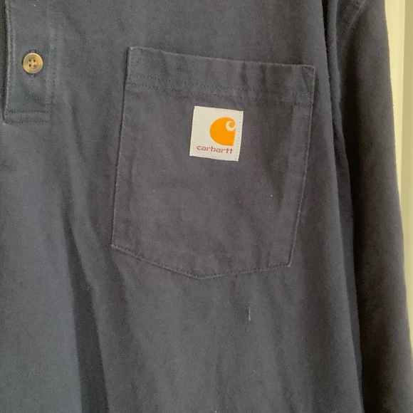 Carhartt Men's Dark Navy Blue Henley Long Sleeve Shirt - Picture 5 of 6